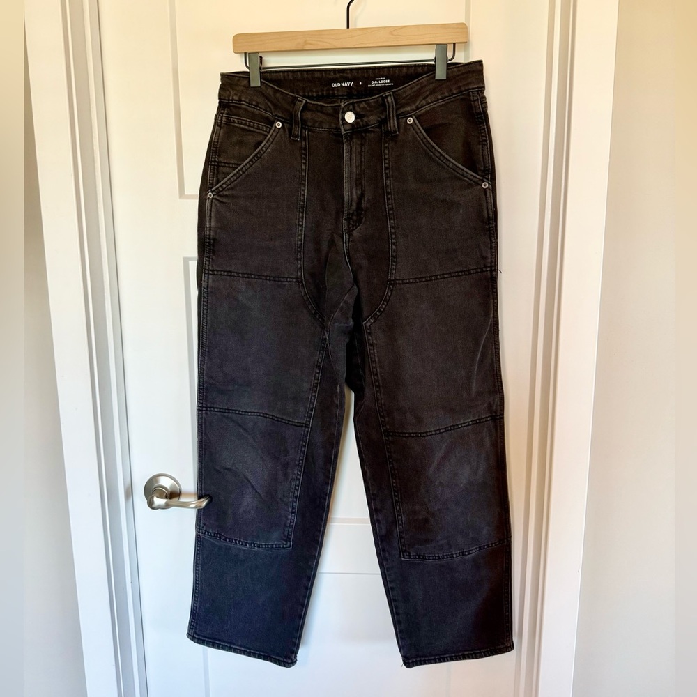 Old Navy High Rise O.G. Loose Fit Black/Charcoal Jeans. Size 8